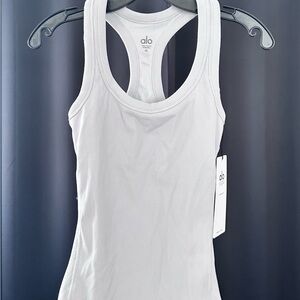ALO Yoga White Fitted Sleeveless Tank